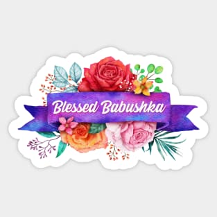 Blessed Babushka Floral Design with Watercolor Roses Sticker